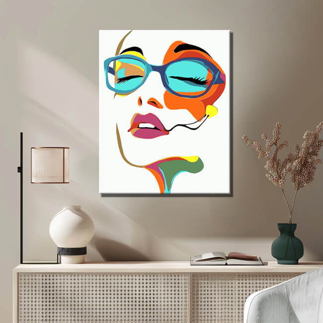 Malen nach Zahlen Kunst Lifestyle farbiges Gesicht mit blauer Brille