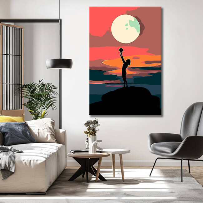 Malen nach Zahlen Kunst Lifestyle Vollmond wird von Person gehalten