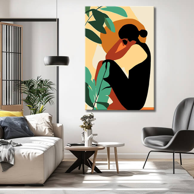 Malen nach Zahlen Tropisches Mädchen im Minimalismus Kunst Stil