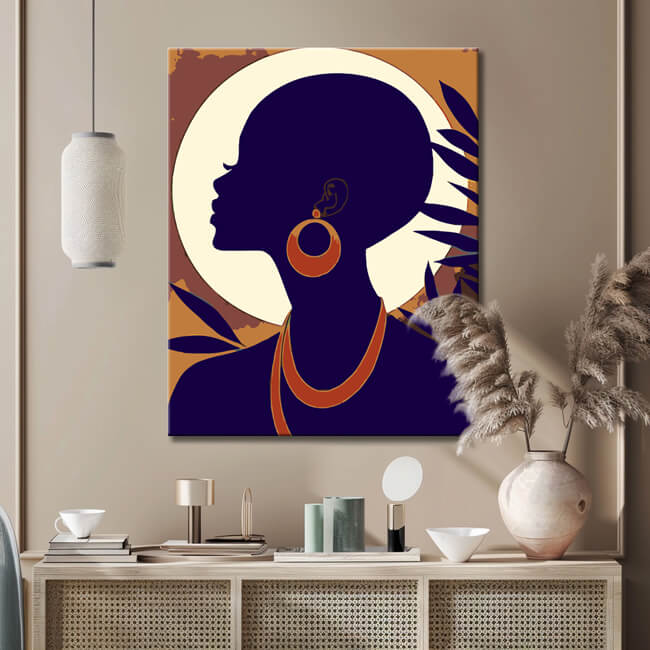 Malen nach Zahlen Afrikanische Kunst - Tropisches Mädchen mit Ohrringen