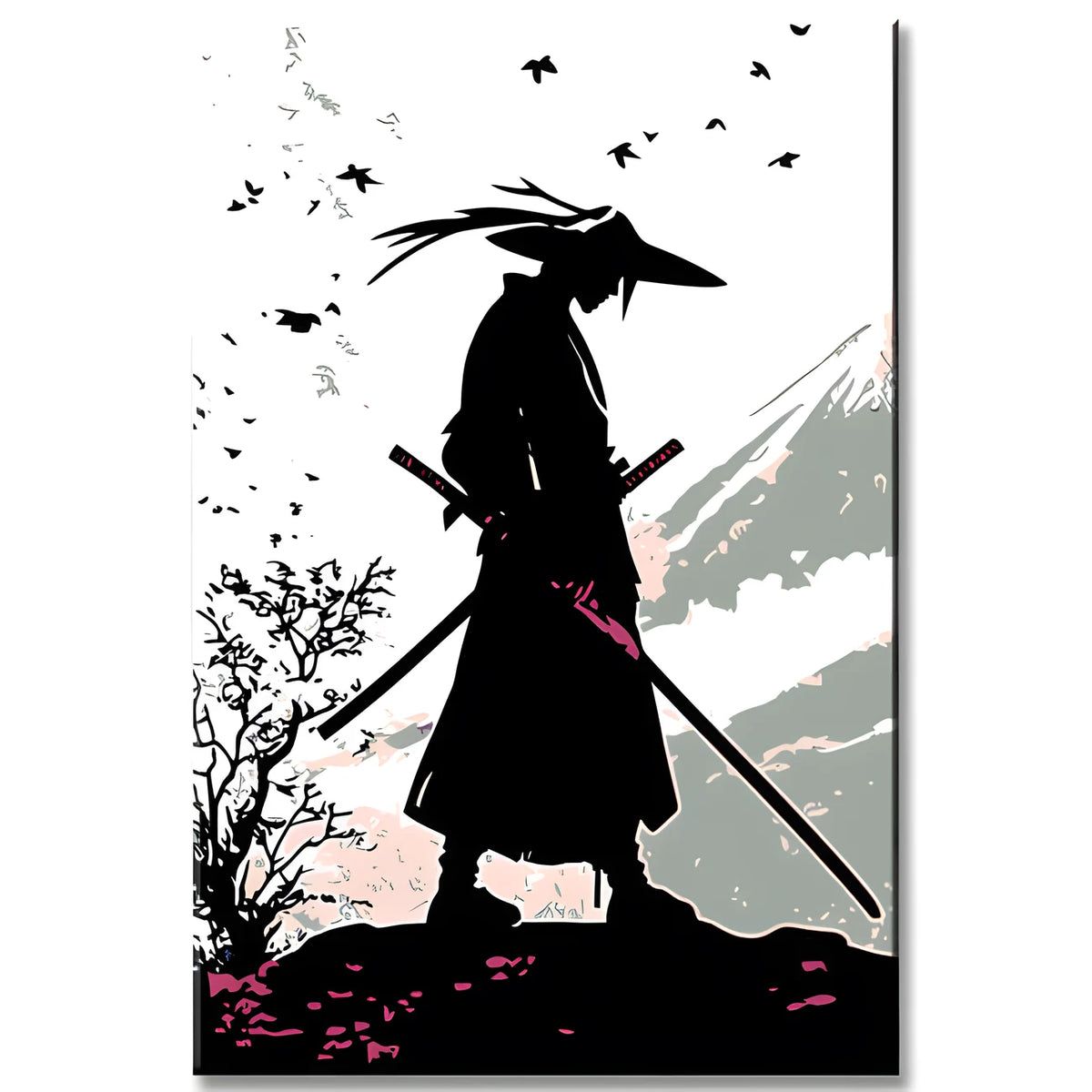 Malen nach Zahlen Schwarz-Weiß Samurai