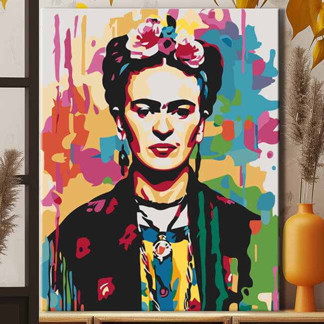 Malen nach Zahlen Gesicht Frida Kahlo Vektor Porträt
