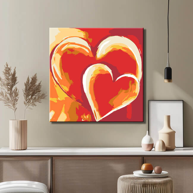 Malen nach Zahlen Abstrakte Herzen und Liebe Kunst