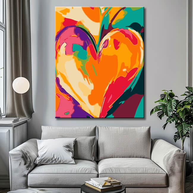 Malen nach Zahlen Buntes Herz Kunst
