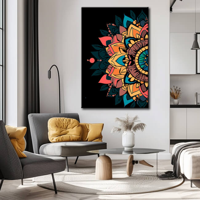 Malen nach Zahlen Dunkles farbenfrohes Mandala