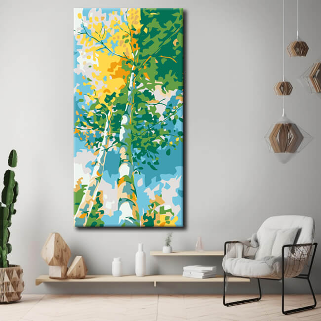 Malen nach Zahlen Panorama Kunst Natur Baum mit grünen Blättern