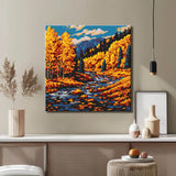 Malen nach Zahlen Kunst Natur Fluß fließt durch die Herbstlandschaft