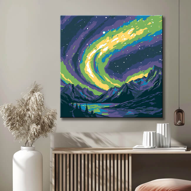 Malen nach Zahlen Kunst Natur Polarlichter