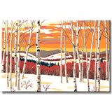 Malen nach Zahlen Kunst Natur kahle Bäume in Winterlandschaft