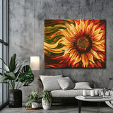 Malen nach Zahlen Kunst Natur offene Sonnenblume weht im Wind