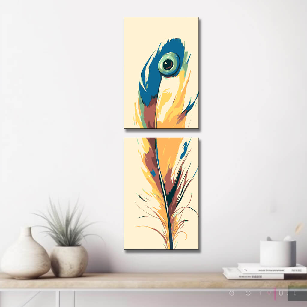 Malen nach Zahlen Kunst Natur Feder mit Blauem Auge