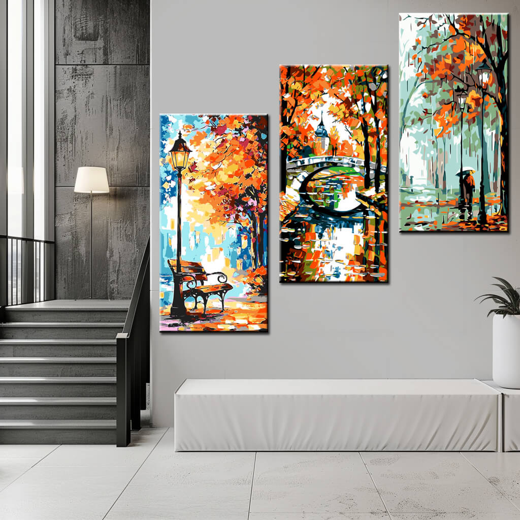 Malen nach Zahlen Kunst Natur Herbstliche Bilder 3-teilig