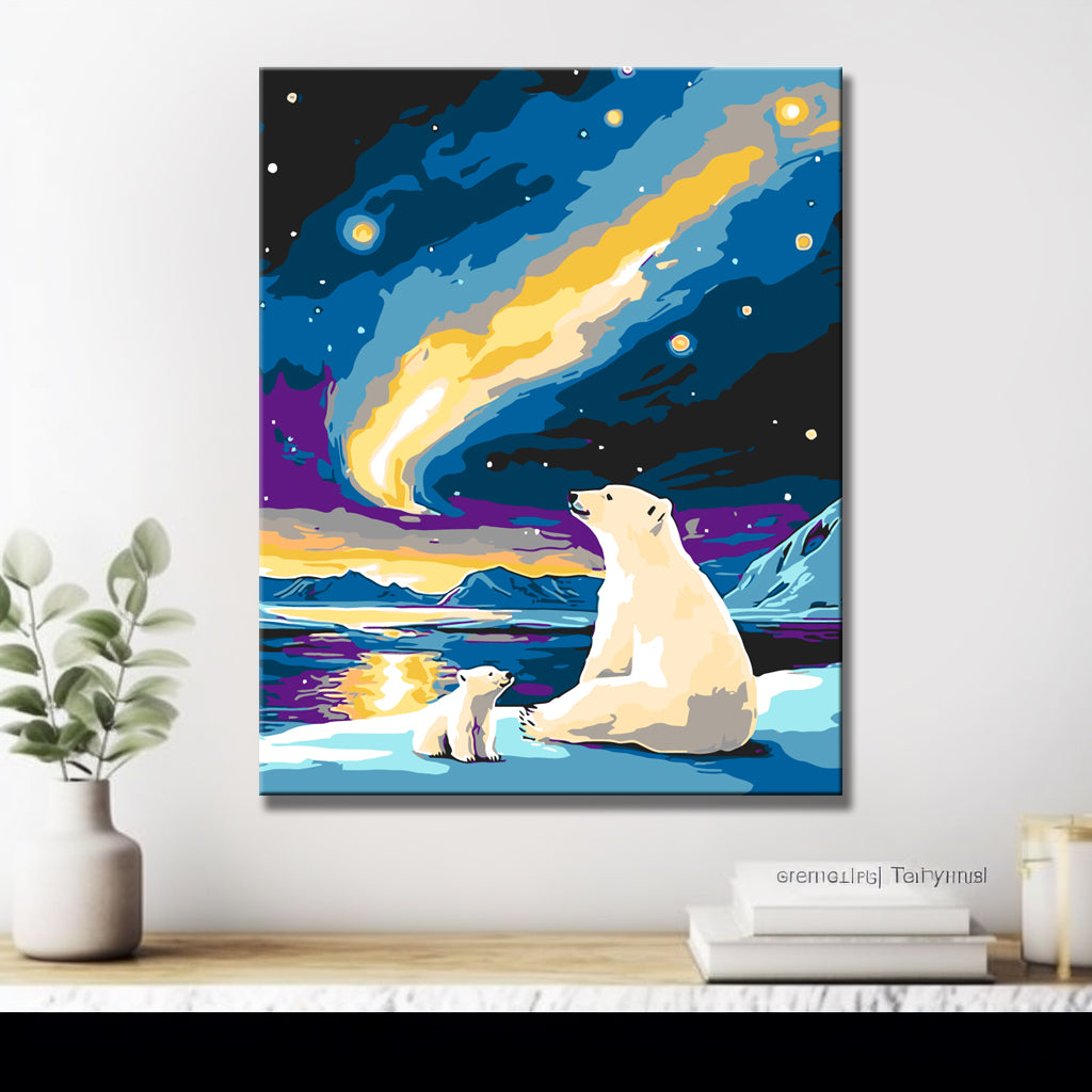 Malen nach Zahlen Eisbär mit Aurora