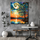 Malen nach Zahlen Seen-Landschaft mit Sonne und Mond