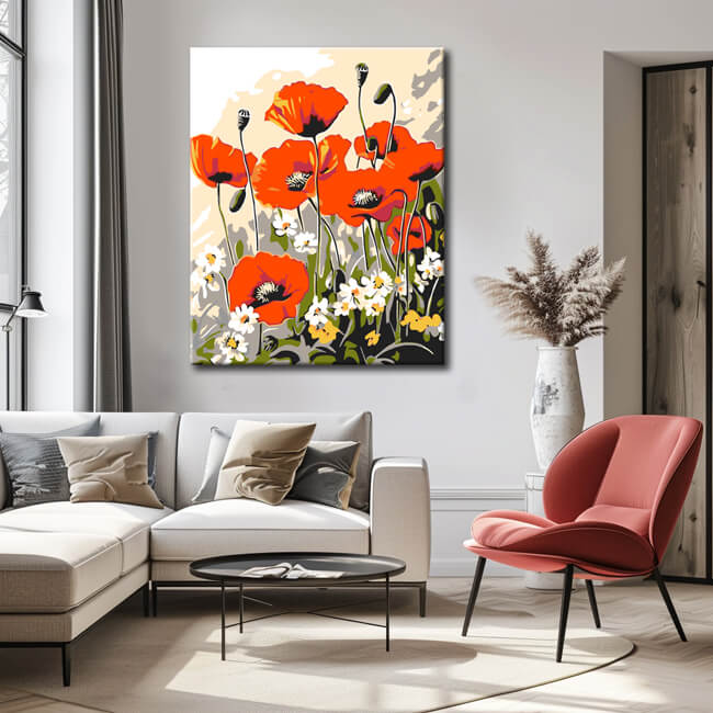 Malen nach Zahlen Roter Klatschmohn
