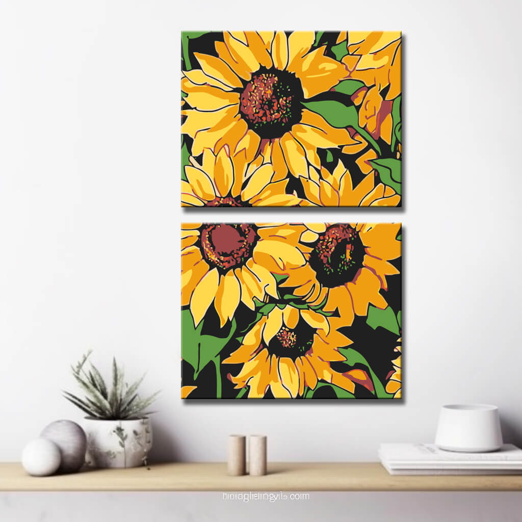 Malen nach Zahlen Sonnenblumen Kunst 2-teilig