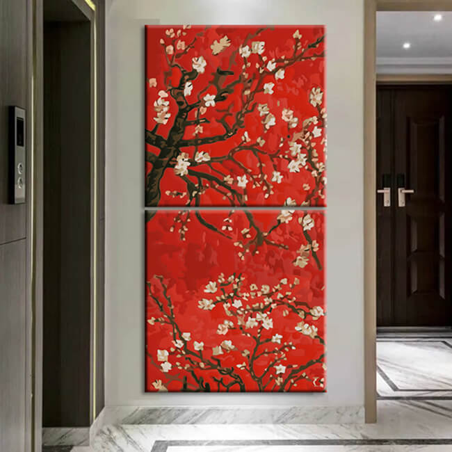 Malen nach Zahlen Van Gogh Aprikosenblüte 2-teilig