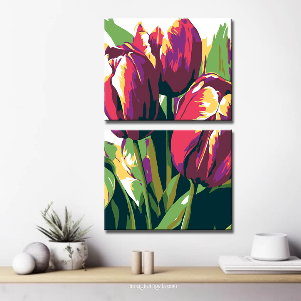 Malen nach Zahlen Lila Tulpen 2-teilig