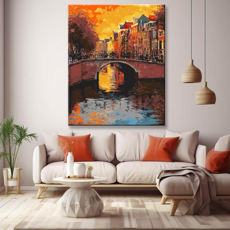 Malen nach Zahlen Niederlande Holland Illustration Stadt