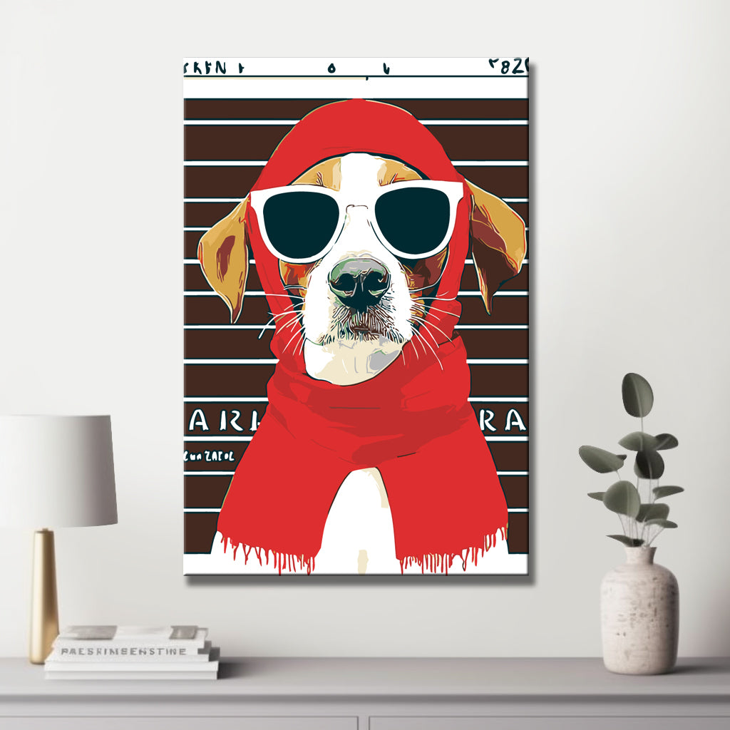 Malen nach Zahlen Kunst Verbrecherhund mit Sonnenbrille und Kopftuch