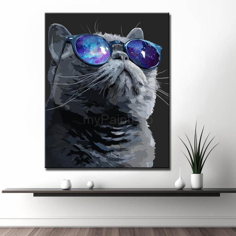 Malen nach Zahlen Katze mit Brille