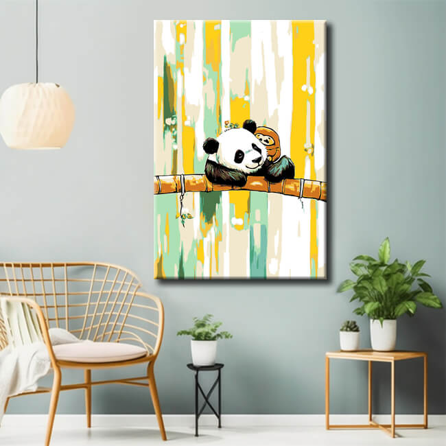 Malen nach Zahlen Tierkunst Panda auf einem Ast