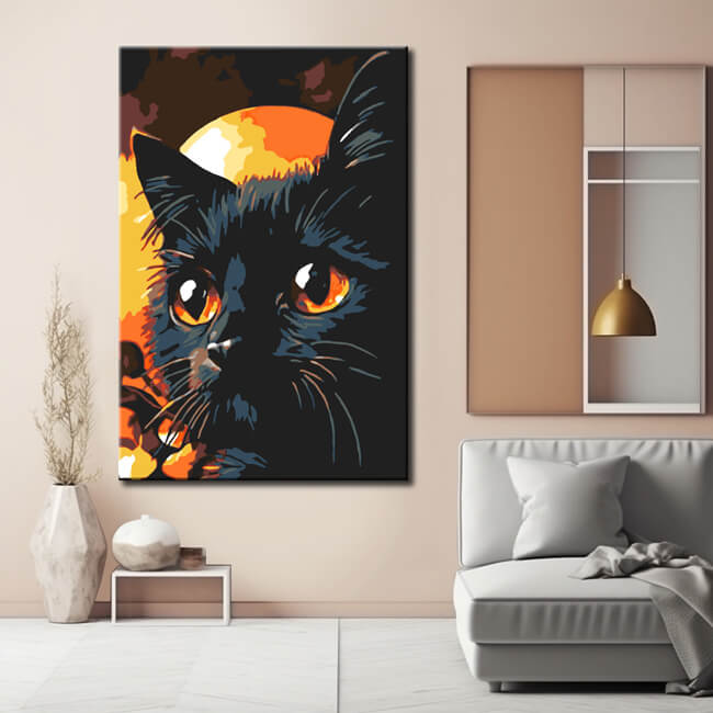 Malen nach Zahlen Schwarze Katze Kunst im Portrait