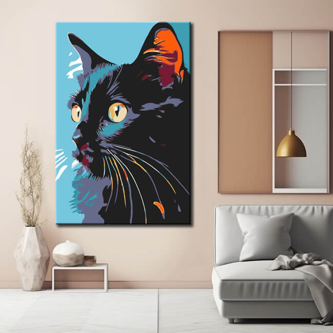 Malen nach Zahlen Schwarze Katze im Portrait