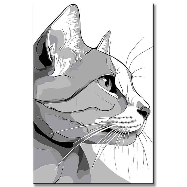 Malen nach Zahlen Graue Katze Kunst Comic Style