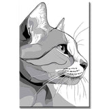 Malen nach Zahlen Graue Katze Kunst Comic Style