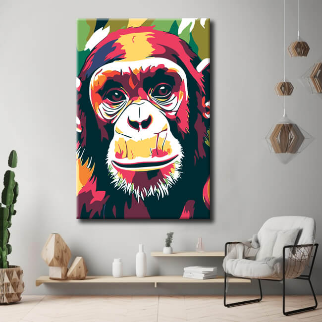 Malen nach Zahlen Affe Schimpanse Portrait