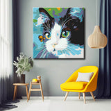 Malen nach Zahlen Kunst Malerei schwarze-weisse Katze