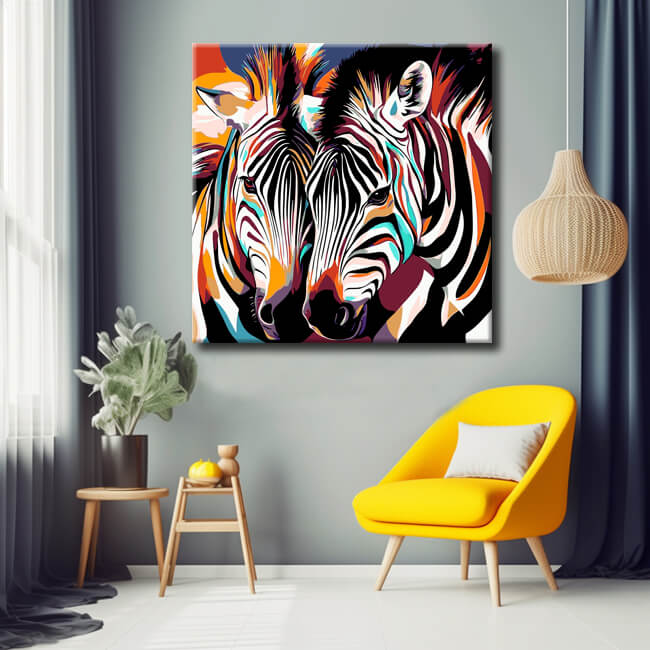 Malen nach Zahlen Bunte Zebra Familien