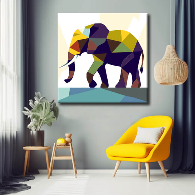Malen nach Zahlen Polygon Elefant Kunst