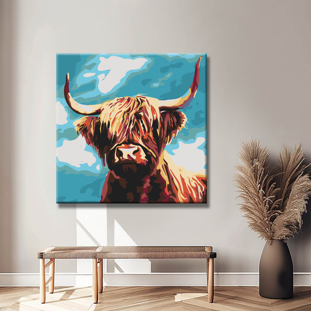 Malen nach Zahlen Highland Hochland Rind Portraitbild