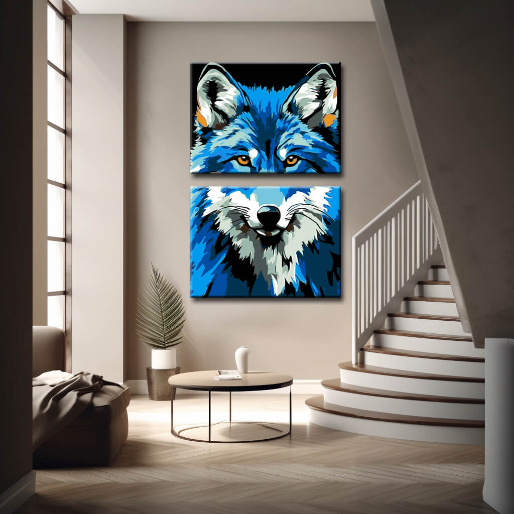 Malen nach Zahlen Blauer Fuchs Tier Kunst 2-teilig