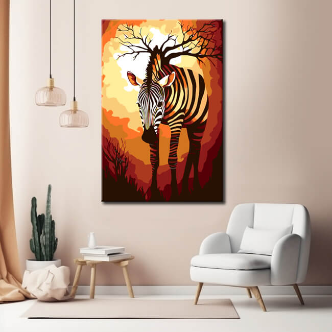 Malen nach Zahlen Grafik Tier Kunst Zebra