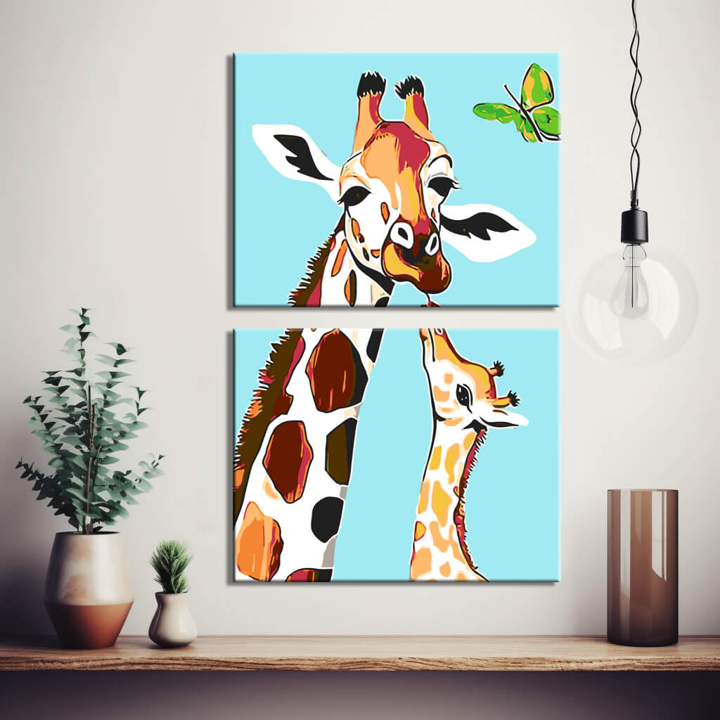 Malen nach Zahlen Giraffe mit gebogenem Hals 2-teilig