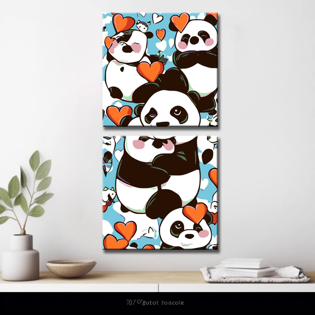 Malen nach Zahlen Panda Liebe 2-teilig