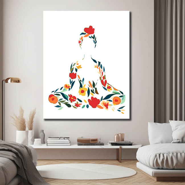 Malen nach Zahlen Yoga Meditation Aquarell Blumen