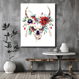 Malen nach Zahlen Totenkopf mit Blumenschmuck