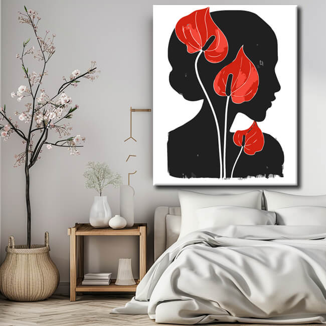 Malen nach Zahlen Schwarze Frau mit Roter Blume