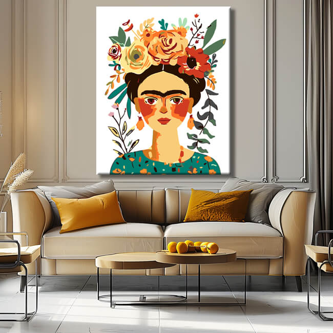 Malen nach Zahlen Frida Kahlo mit Blumenkranz