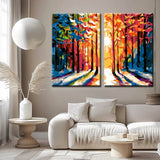 Painting by Numbers Sunlight in The forest 2-Panel