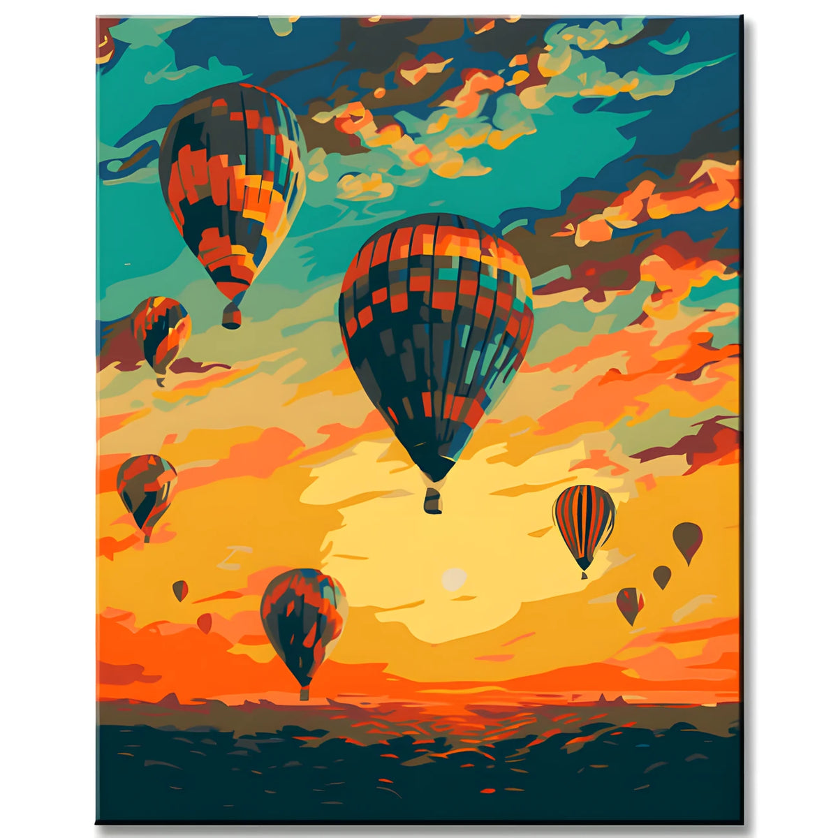 Malen nach Zahlen Ballons am Abendhimmel