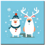 Malen nach Zahlen für Kinder Illustration Schneefiguren