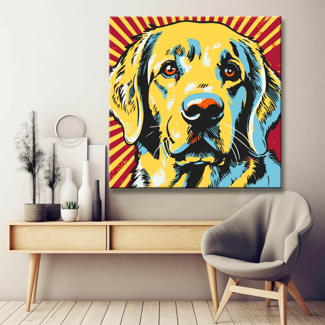 Golden Retriever - Malen nach Zahlen im Roy Lichtenstein Stil