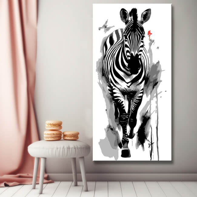 Malen nach Zahlen Schwarz-weiss Zebra