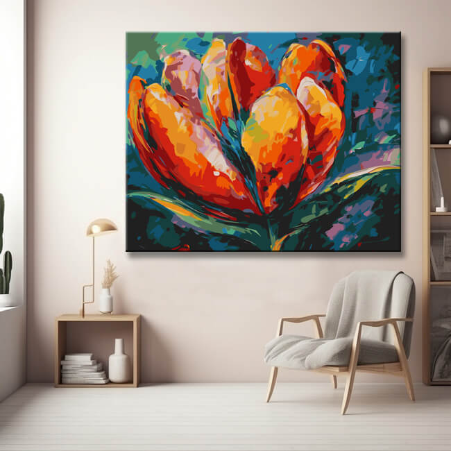 Farbiger Tulpenkelch Malen nach Zahlen