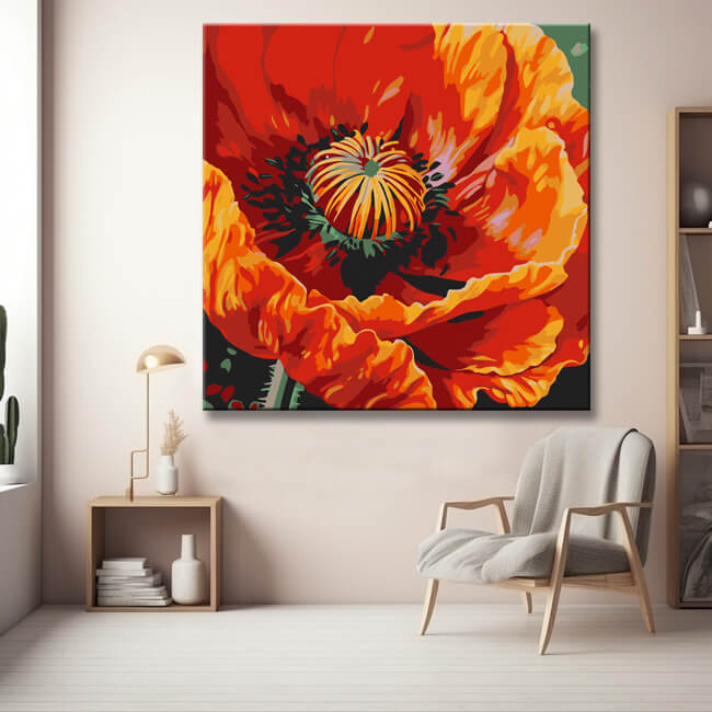 Mohnblüte Kunst Malen nach Zahlen
